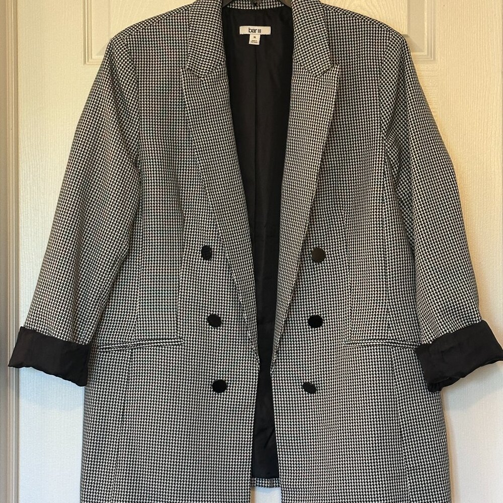 Bar III Houndstooth Long Open Blazer – Size XL